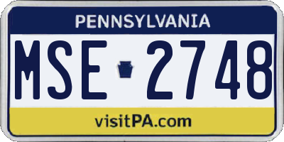 PA license plate MSE2748