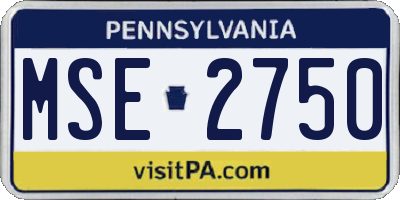 PA license plate MSE2750
