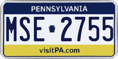PA license plate MSE2755