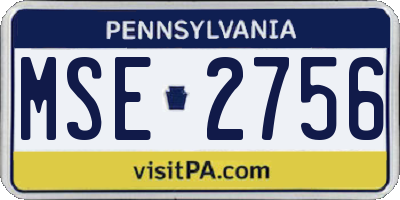 PA license plate MSE2756