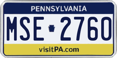 PA license plate MSE2760