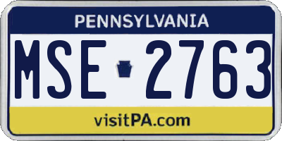 PA license plate MSE2763