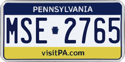 PA license plate MSE2765
