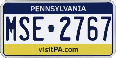 PA license plate MSE2767