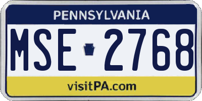 PA license plate MSE2768