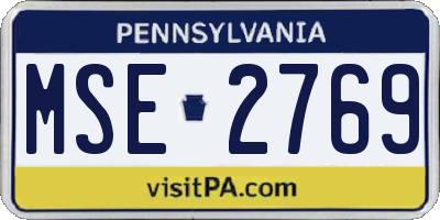 PA license plate MSE2769