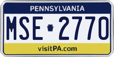 PA license plate MSE2770