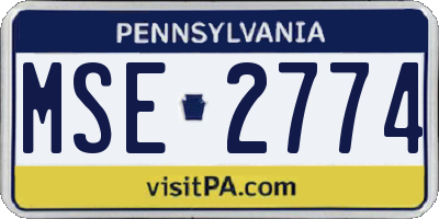 PA license plate MSE2774