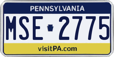 PA license plate MSE2775