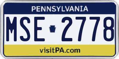 PA license plate MSE2778