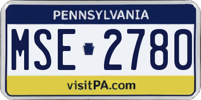 PA license plate MSE2780