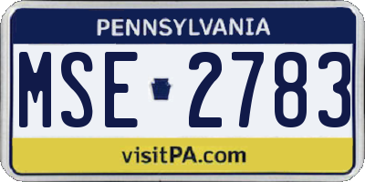 PA license plate MSE2783