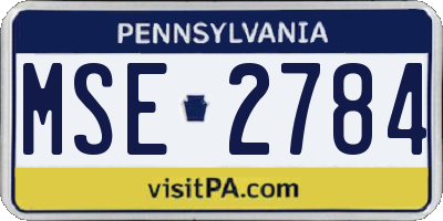 PA license plate MSE2784