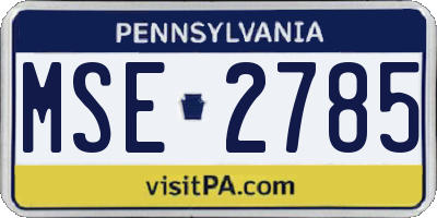 PA license plate MSE2785