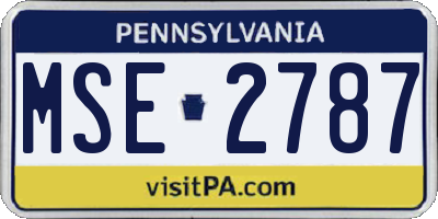 PA license plate MSE2787