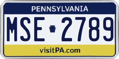 PA license plate MSE2789