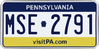 PA license plate MSE2791