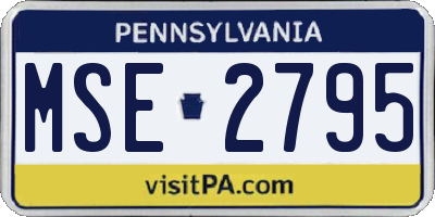 PA license plate MSE2795