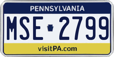 PA license plate MSE2799