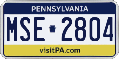 PA license plate MSE2804
