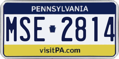 PA license plate MSE2814