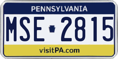 PA license plate MSE2815