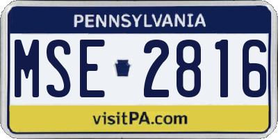 PA license plate MSE2816