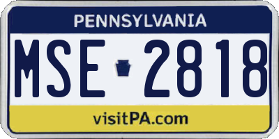 PA license plate MSE2818