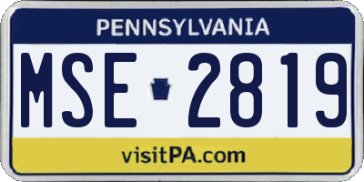 PA license plate MSE2819