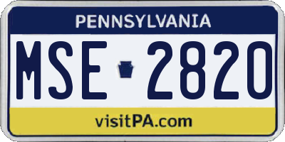 PA license plate MSE2820