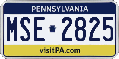 PA license plate MSE2825
