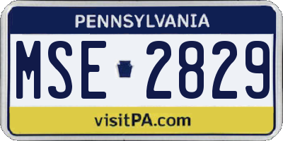 PA license plate MSE2829