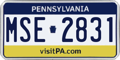 PA license plate MSE2831