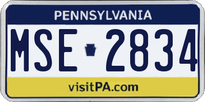 PA license plate MSE2834