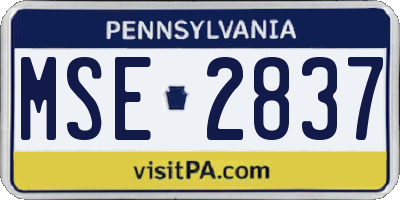 PA license plate MSE2837