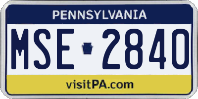 PA license plate MSE2840