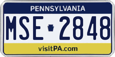 PA license plate MSE2848