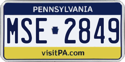 PA license plate MSE2849