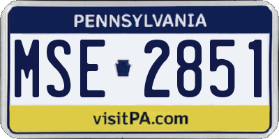 PA license plate MSE2851