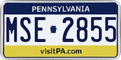 PA license plate MSE2855