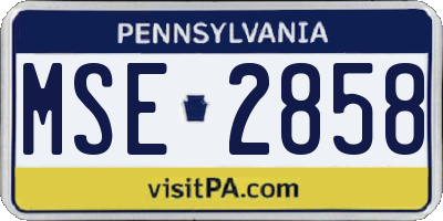 PA license plate MSE2858