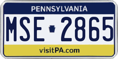 PA license plate MSE2865
