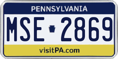 PA license plate MSE2869