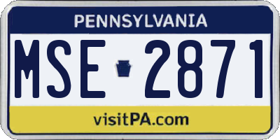 PA license plate MSE2871