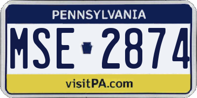 PA license plate MSE2874