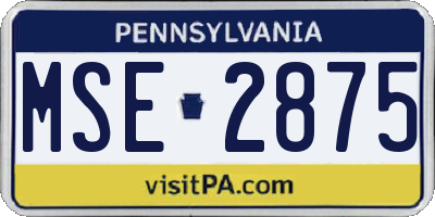 PA license plate MSE2875
