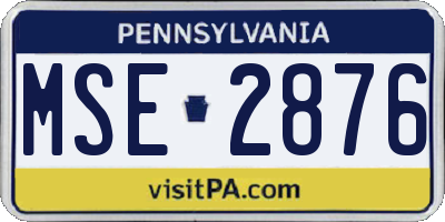 PA license plate MSE2876