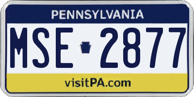 PA license plate MSE2877