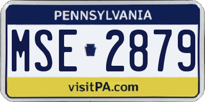PA license plate MSE2879