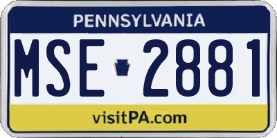 PA license plate MSE2881